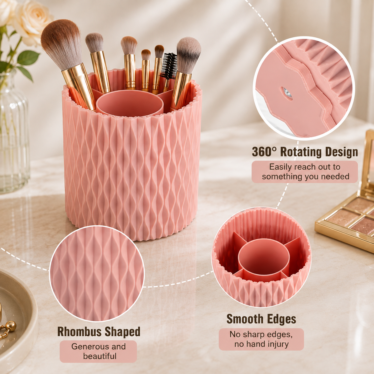 360° Rotating Makeup Brush Holder