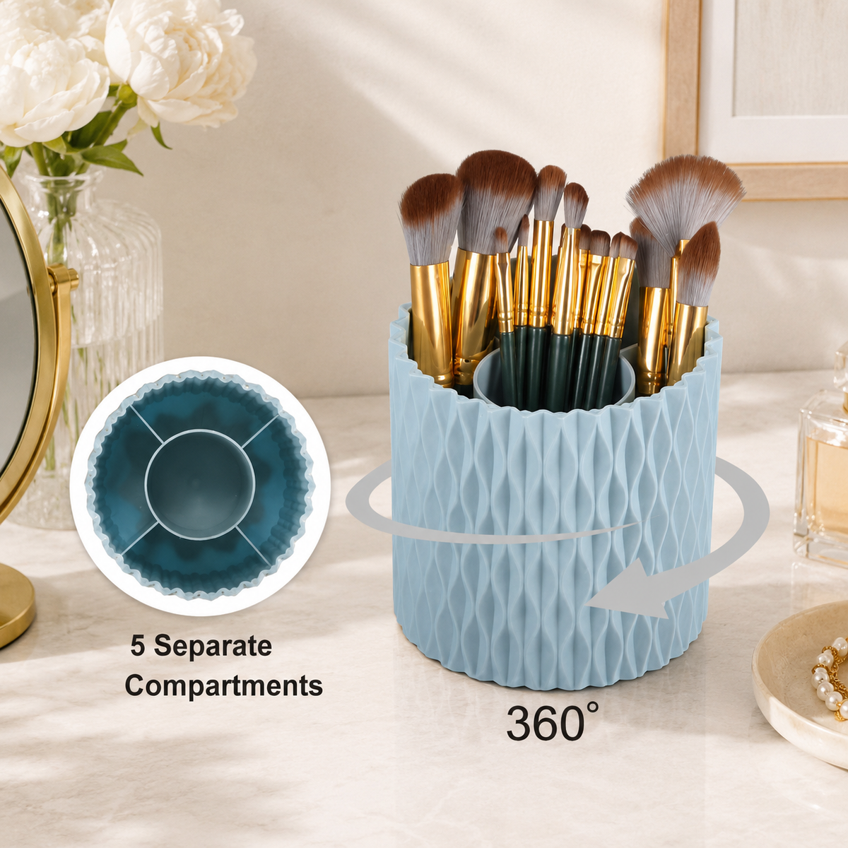 360° Rotating Makeup Brush Holder