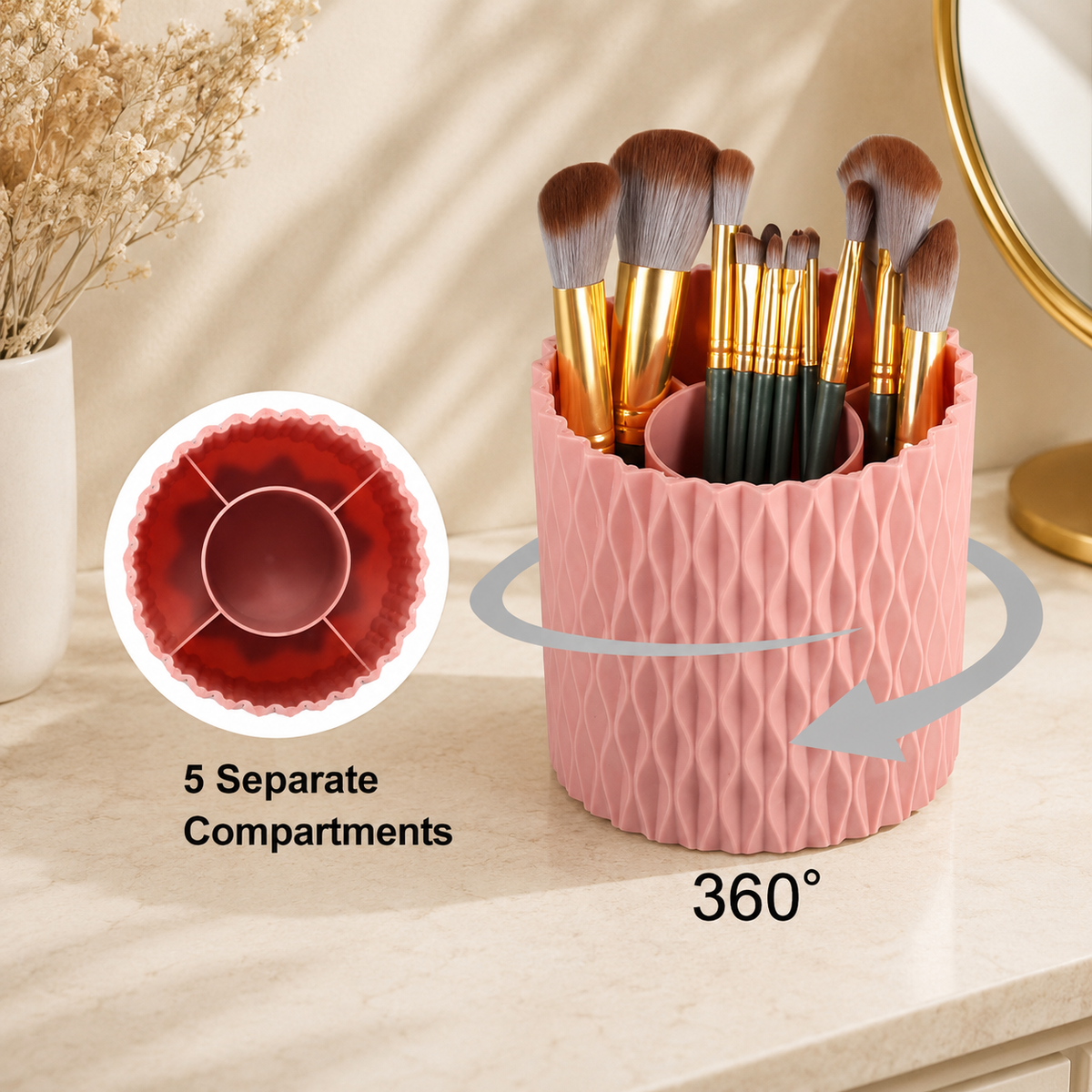 360° Rotating Makeup Brush Holder