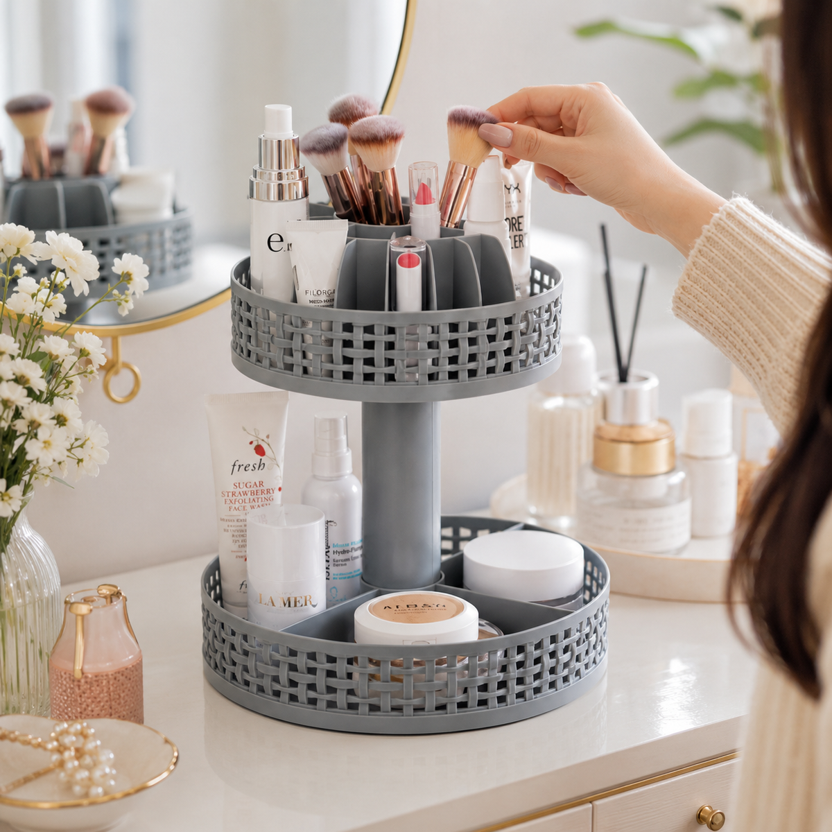 17-Compartment Rotating Beauty Organizer