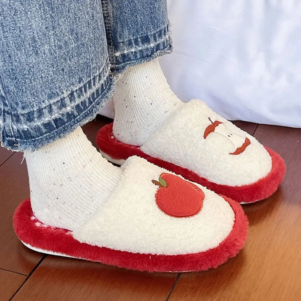 Cozy Grid Plush Platform Slippers