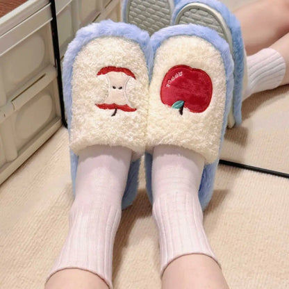 Cozy Grid Plush Platform Slippers